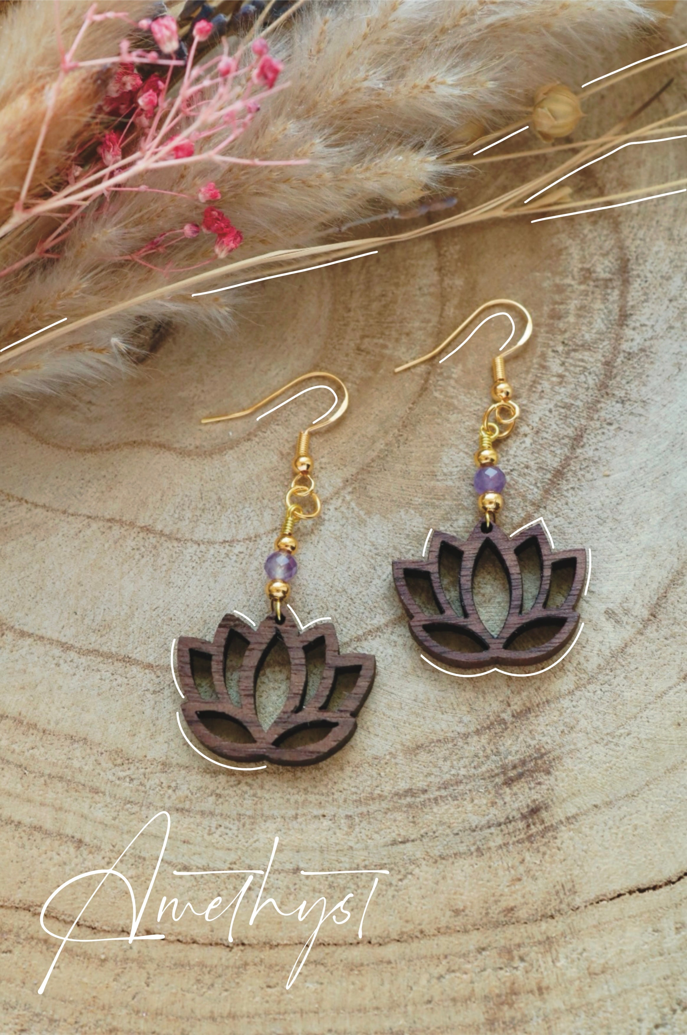 Handgemachte Amethyst-Ohrringe – Sterling Silber